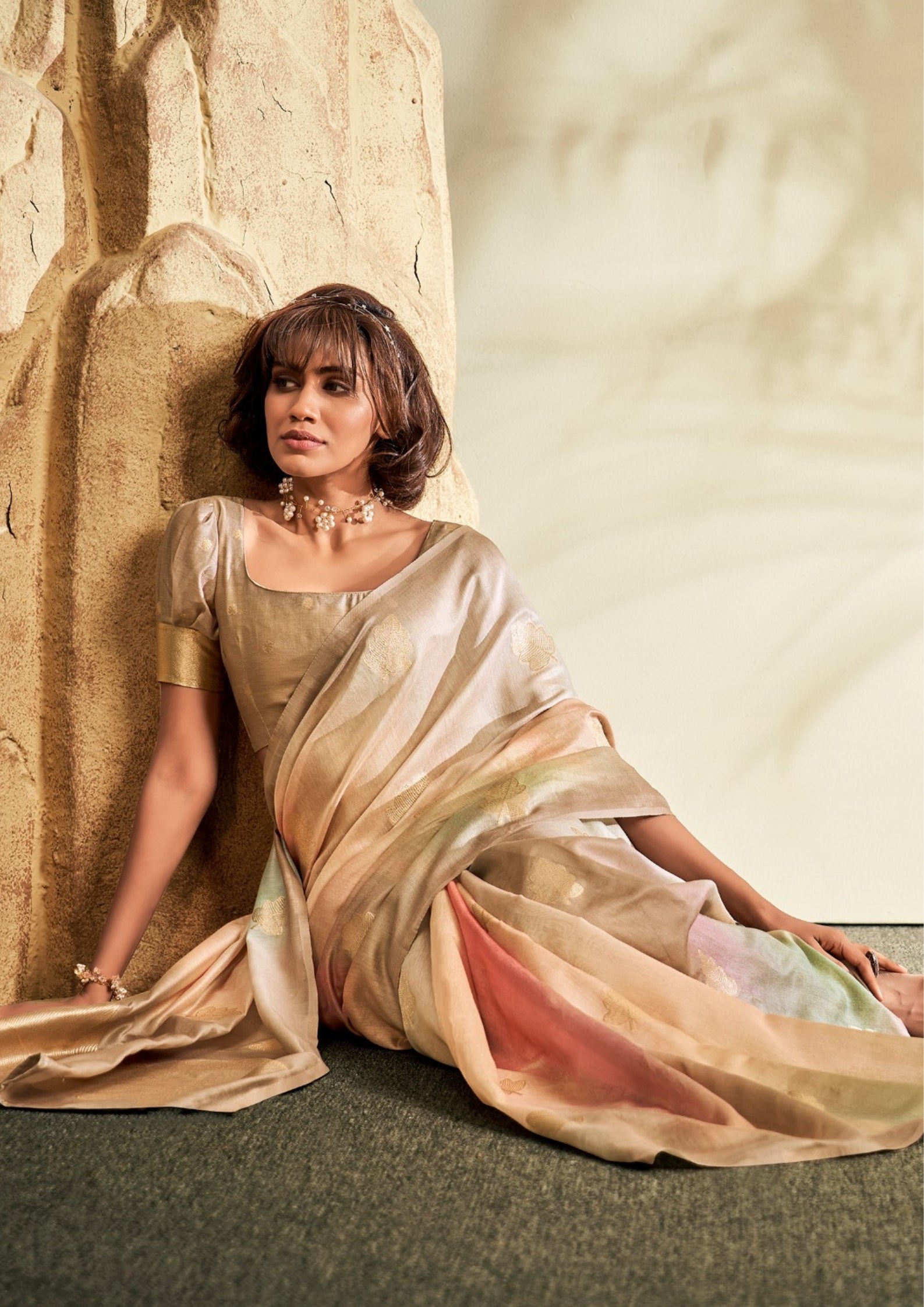 PURE HANDLOOM KHADI SILK CREAM SAAREE