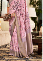 Soft Silk Pastel Pink Saaree With Digital Print