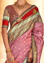 Pink Silk  Saree With Patola Blouse