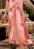 Soft Silk Pink Saaree With Digital Print