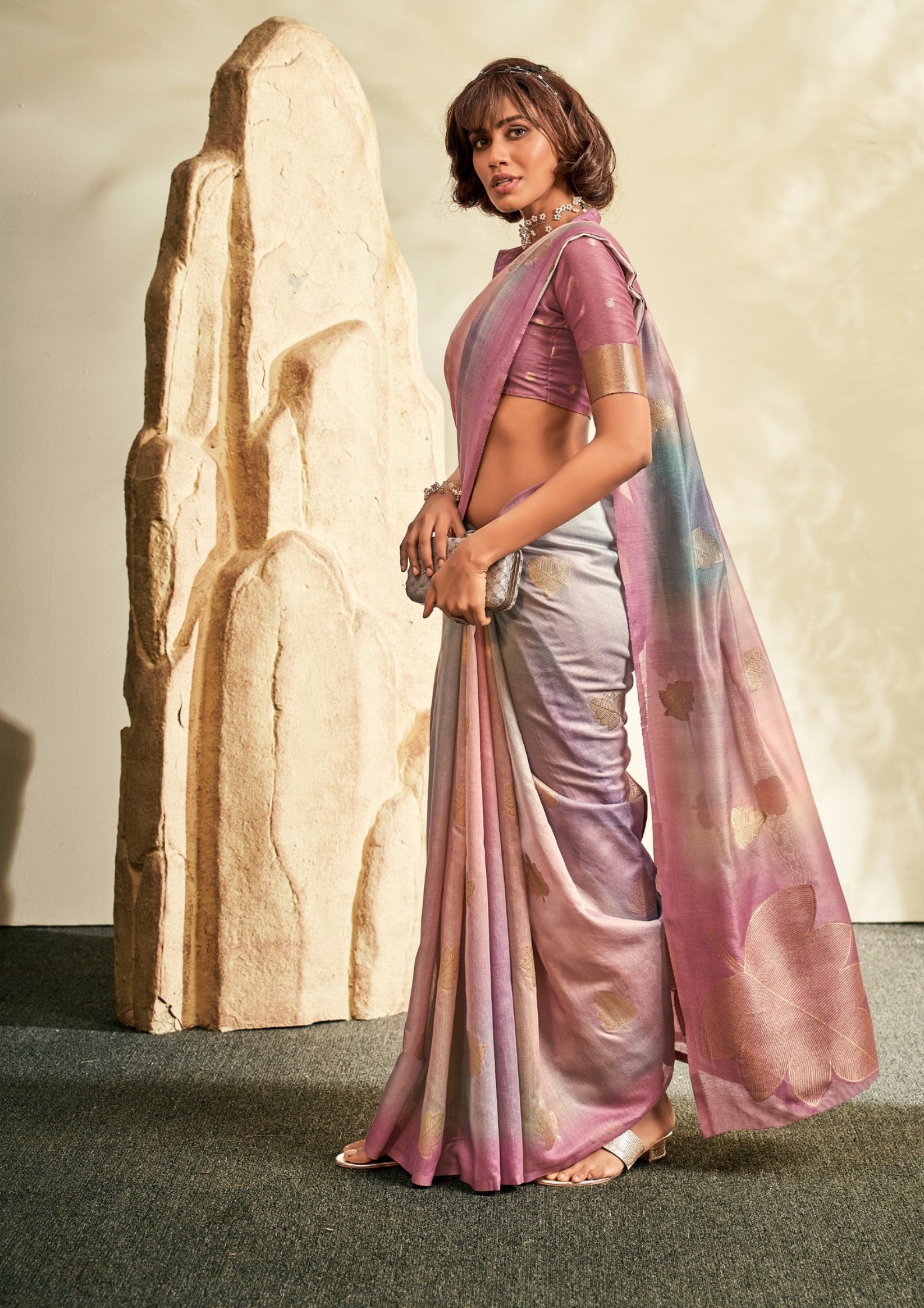 PURE HANDLOOM KHADI SILK PINK SAAREE