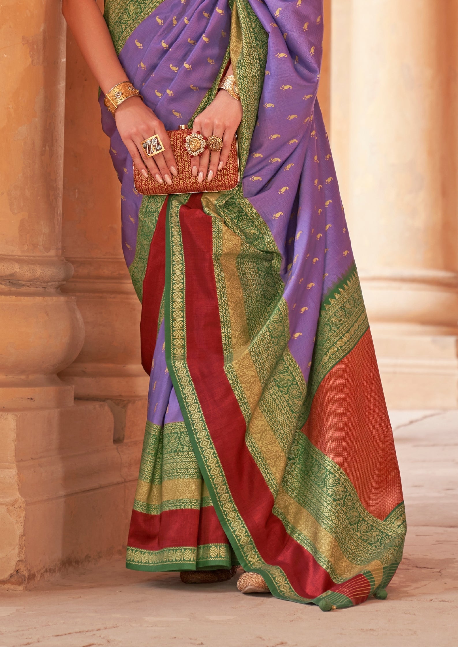 Lavender SIlk Saree With Patola Blouse