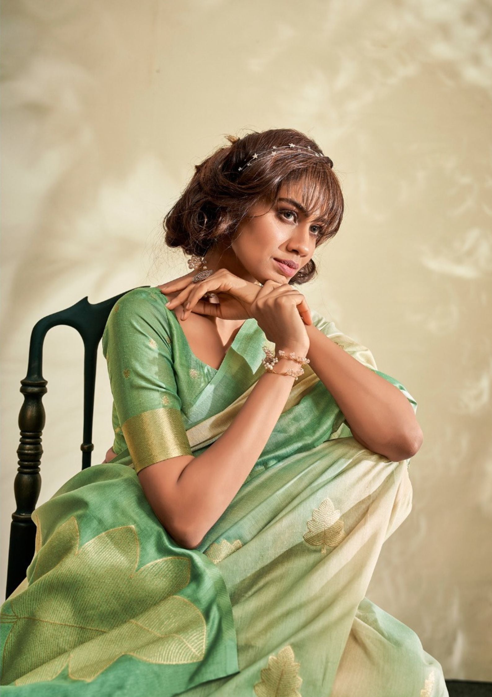 PURE HANDLOOM KHADI SILK GREEN SAAREE