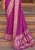 Banarasi Magenta Silk Blend Ethnic Motif Paisley Zari