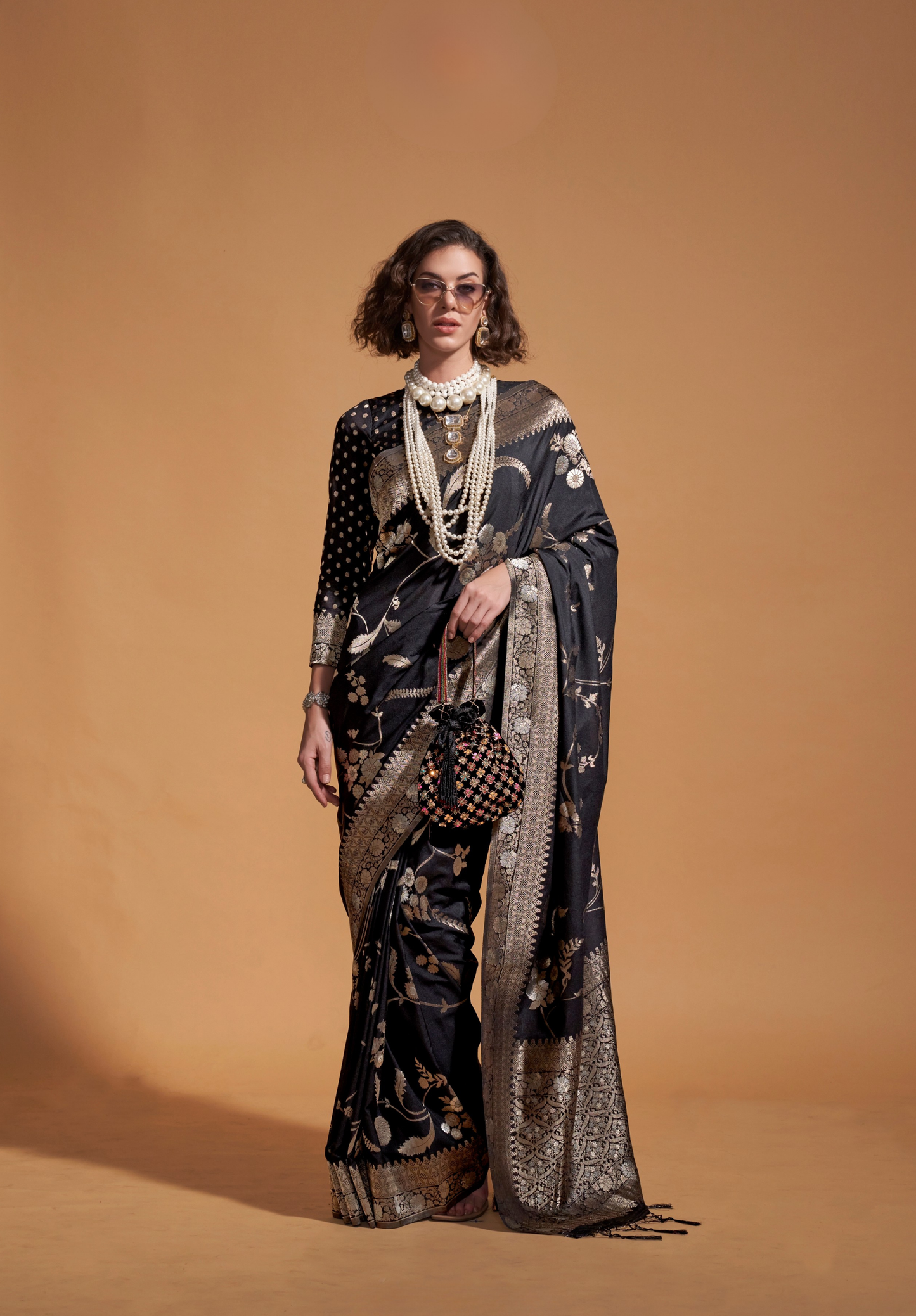 Black Silk Georgette Saree