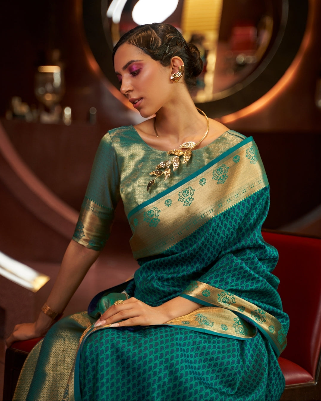 sea Green Self contrasting Handloom woven saree
