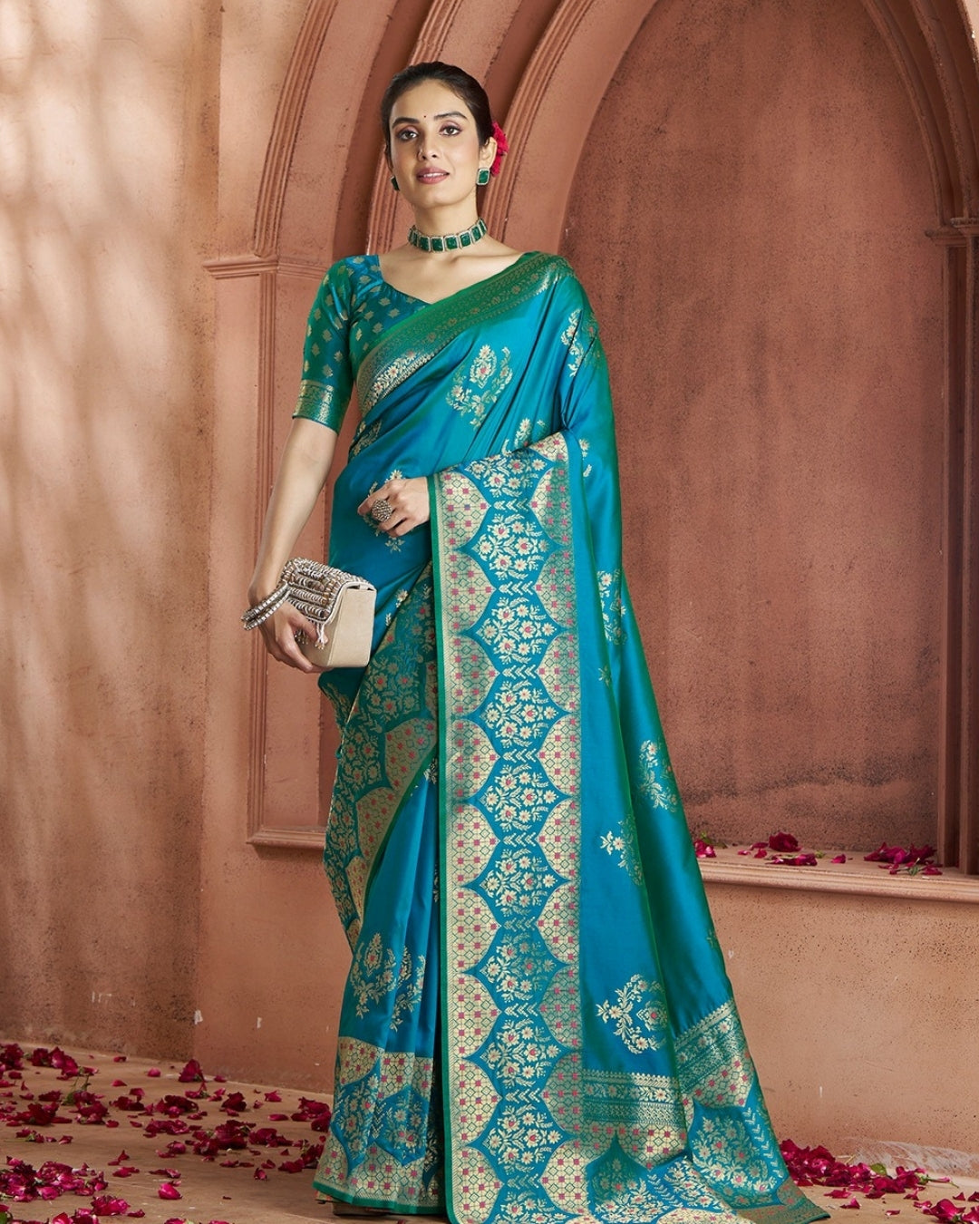 Blue Pure soft banarasi silk saree