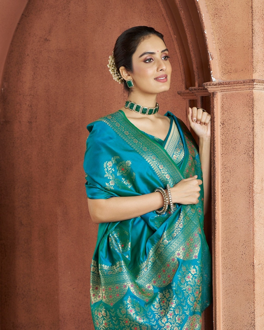 Blue Pure soft banarasi silk saree
