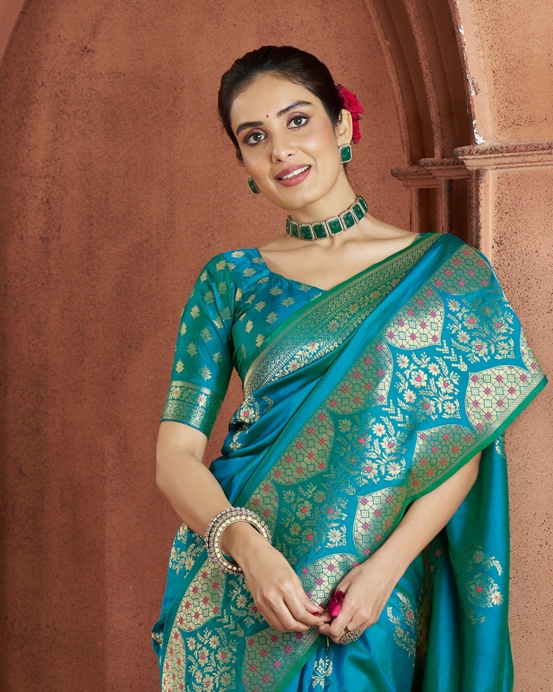 Blue Pure soft banarasi silk saree