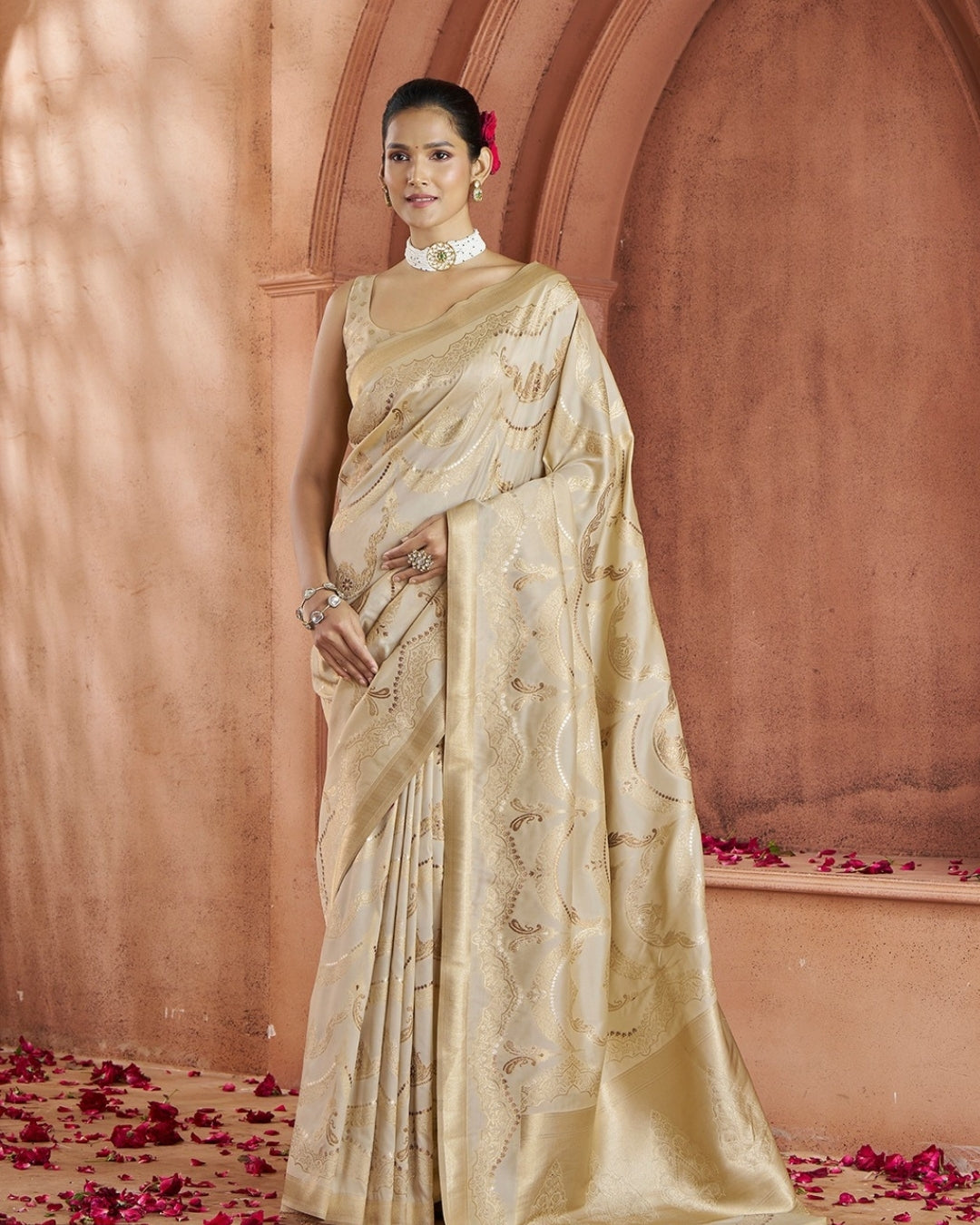 Gold Pure soft banarasi silk saree