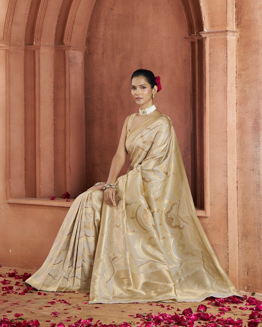 Gold Pure soft banarasi silk saree