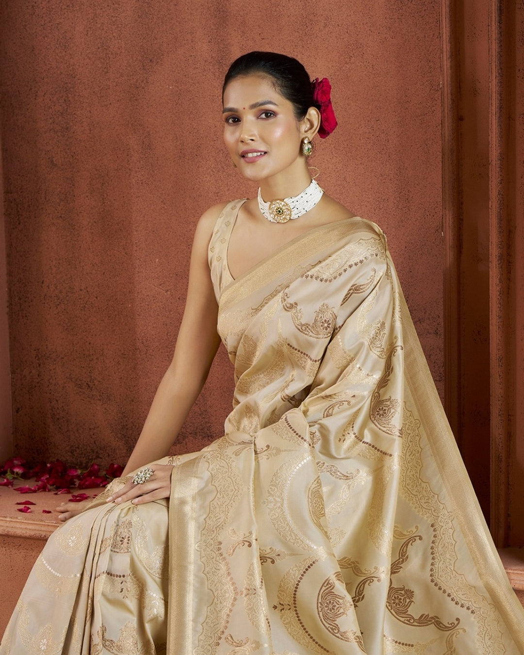 Gold Pure soft banarasi silk saree