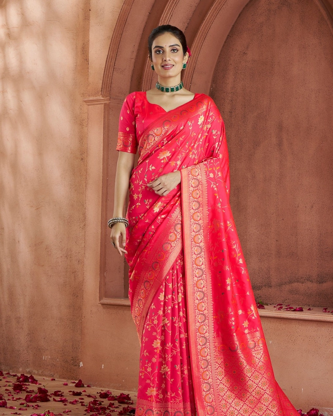 Red Pure soft banarasi silk saree