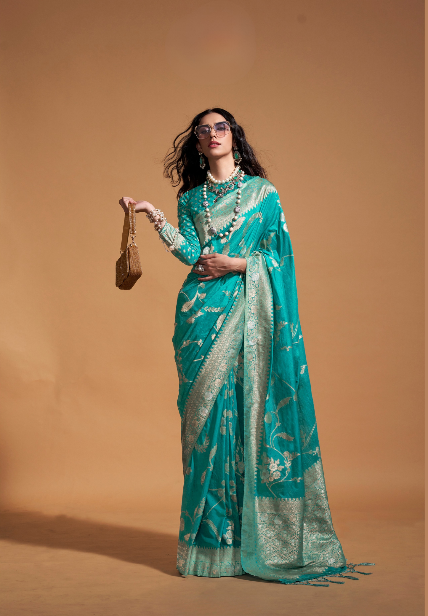 Blue Silk Georgette Saree