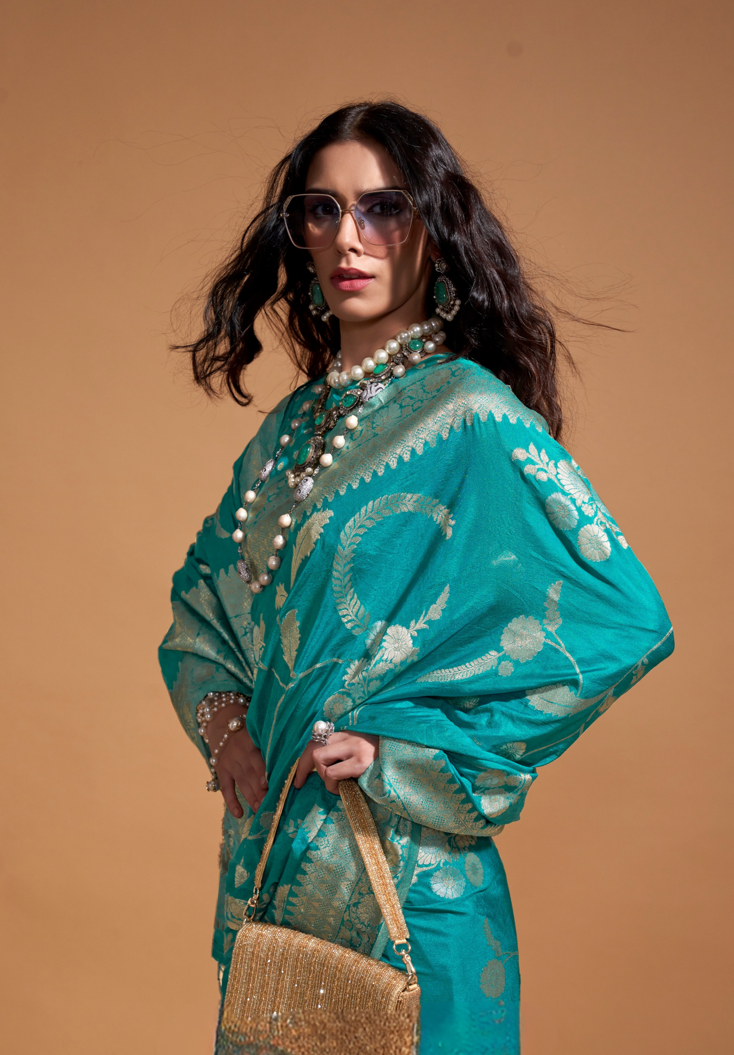 Blue Silk Georgette Saree