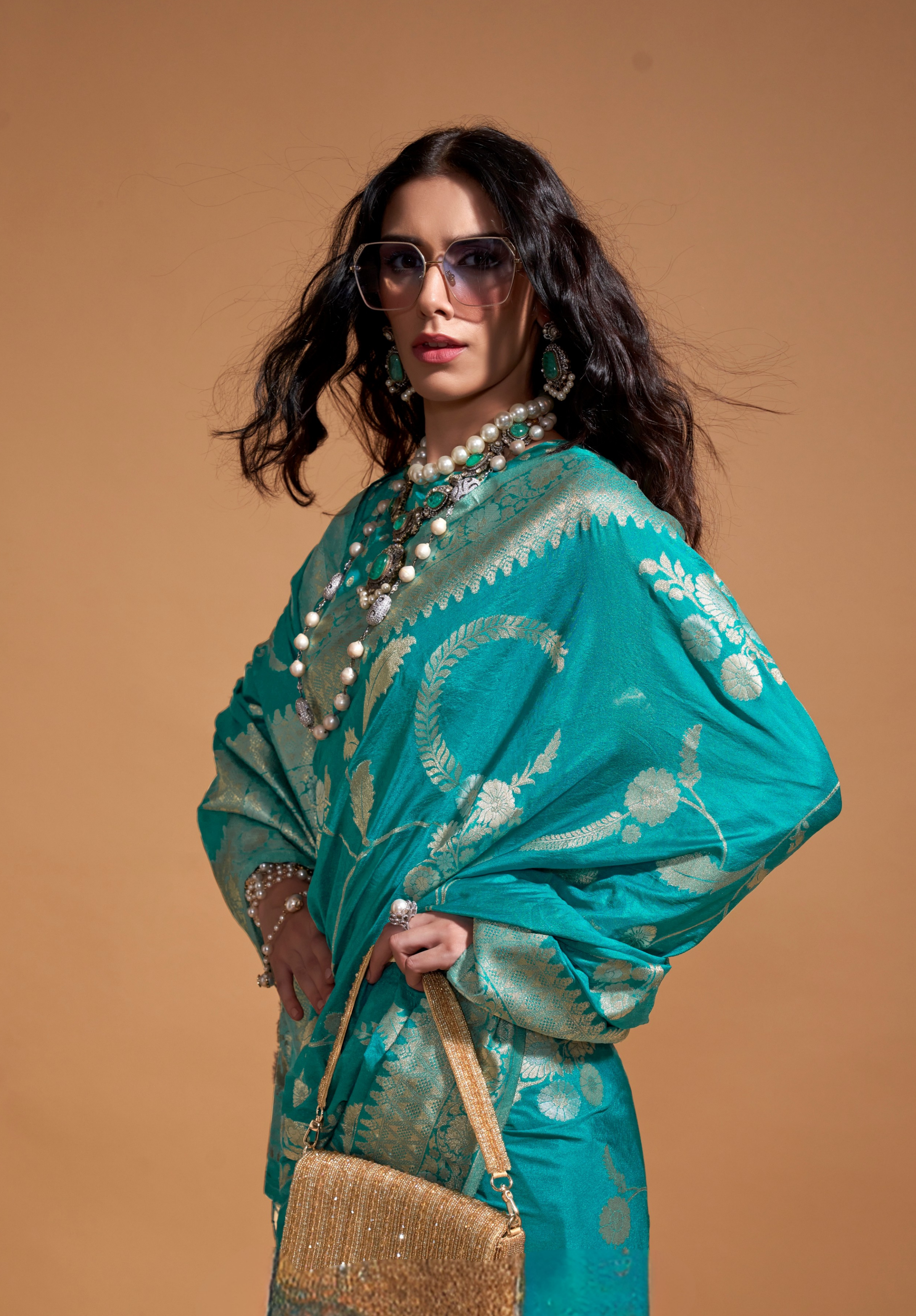 Blue Silk Georgette Saree