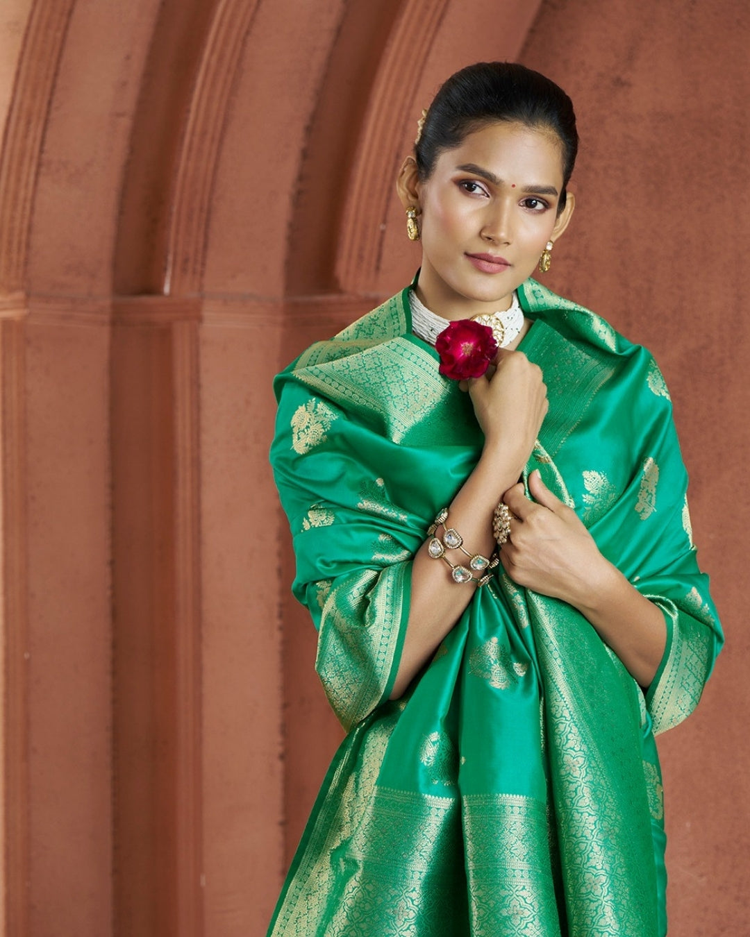 Green Pure soft banarasi silk saree