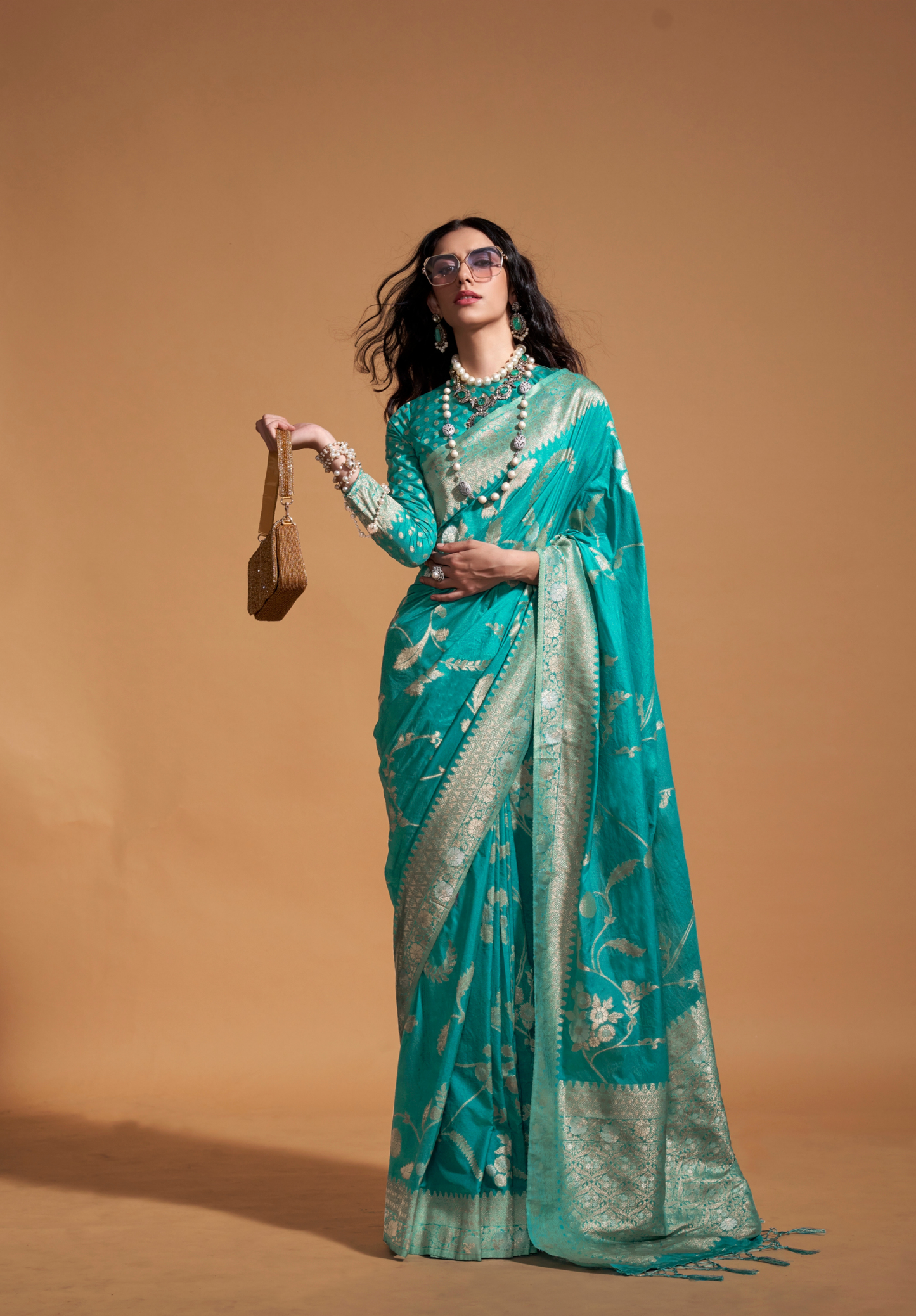 Blue Silk Georgette Saree