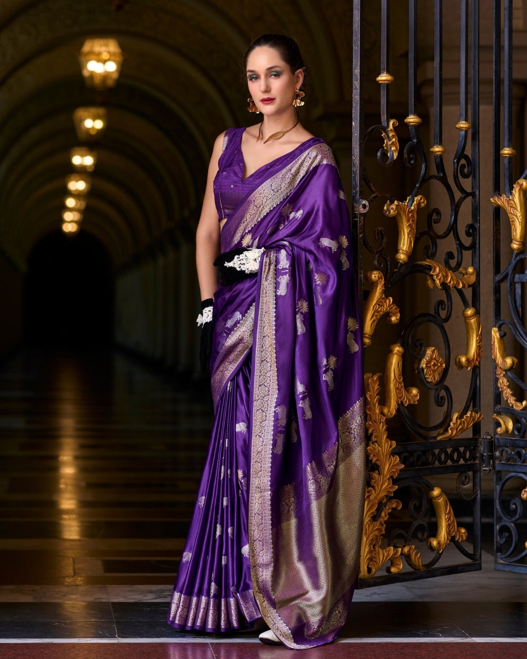 Purple Satin Mungha Silk