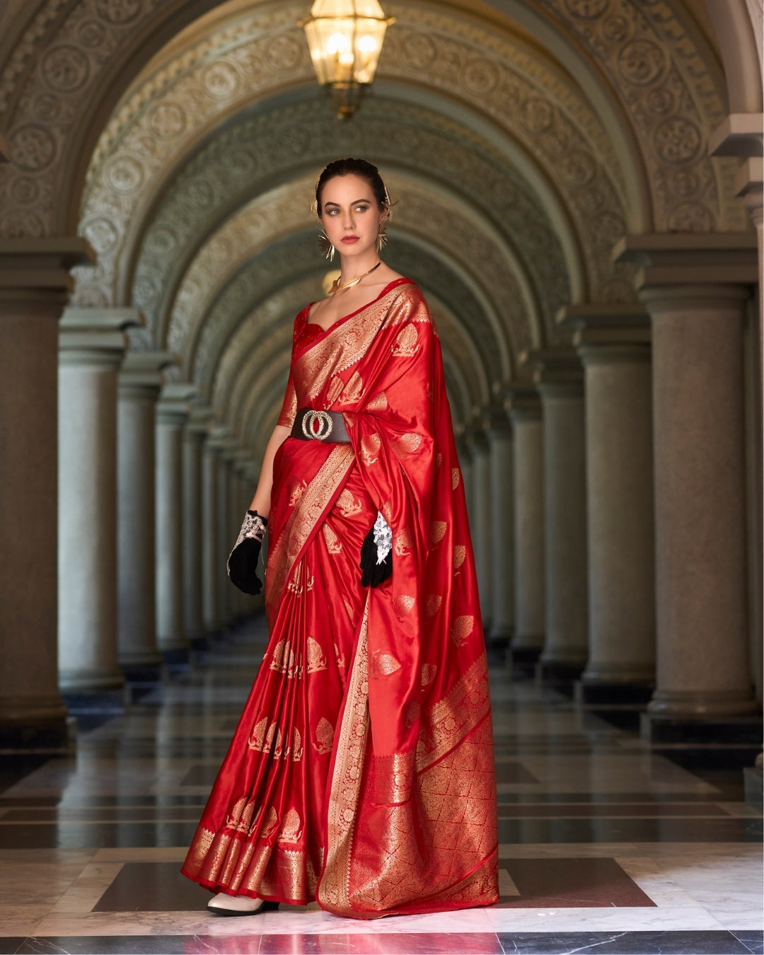 Red Satin Mungha Silk