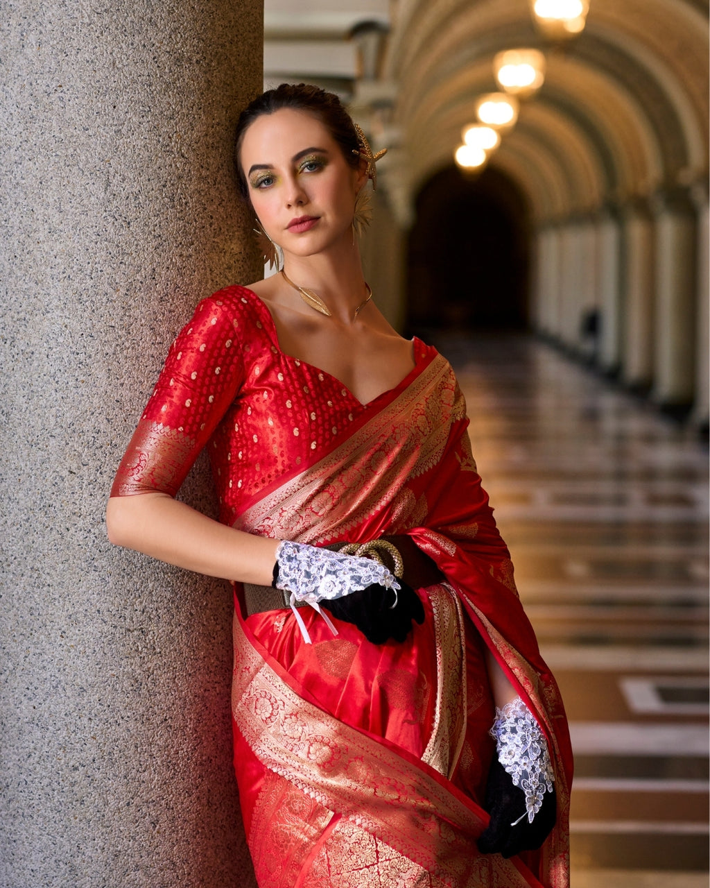 Red Satin Mungha Silk