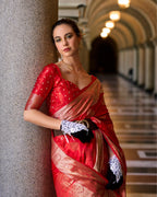 Red Satin Mungha Silk