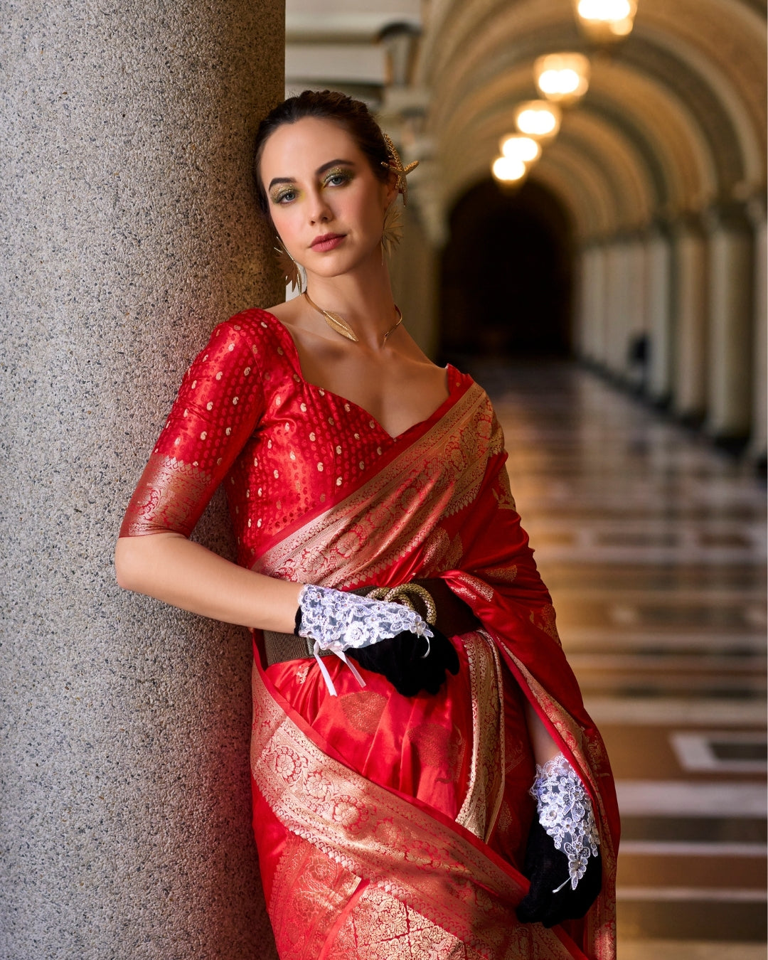 Red Satin Mungha Silk