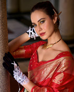 Red Satin Mungha Silk