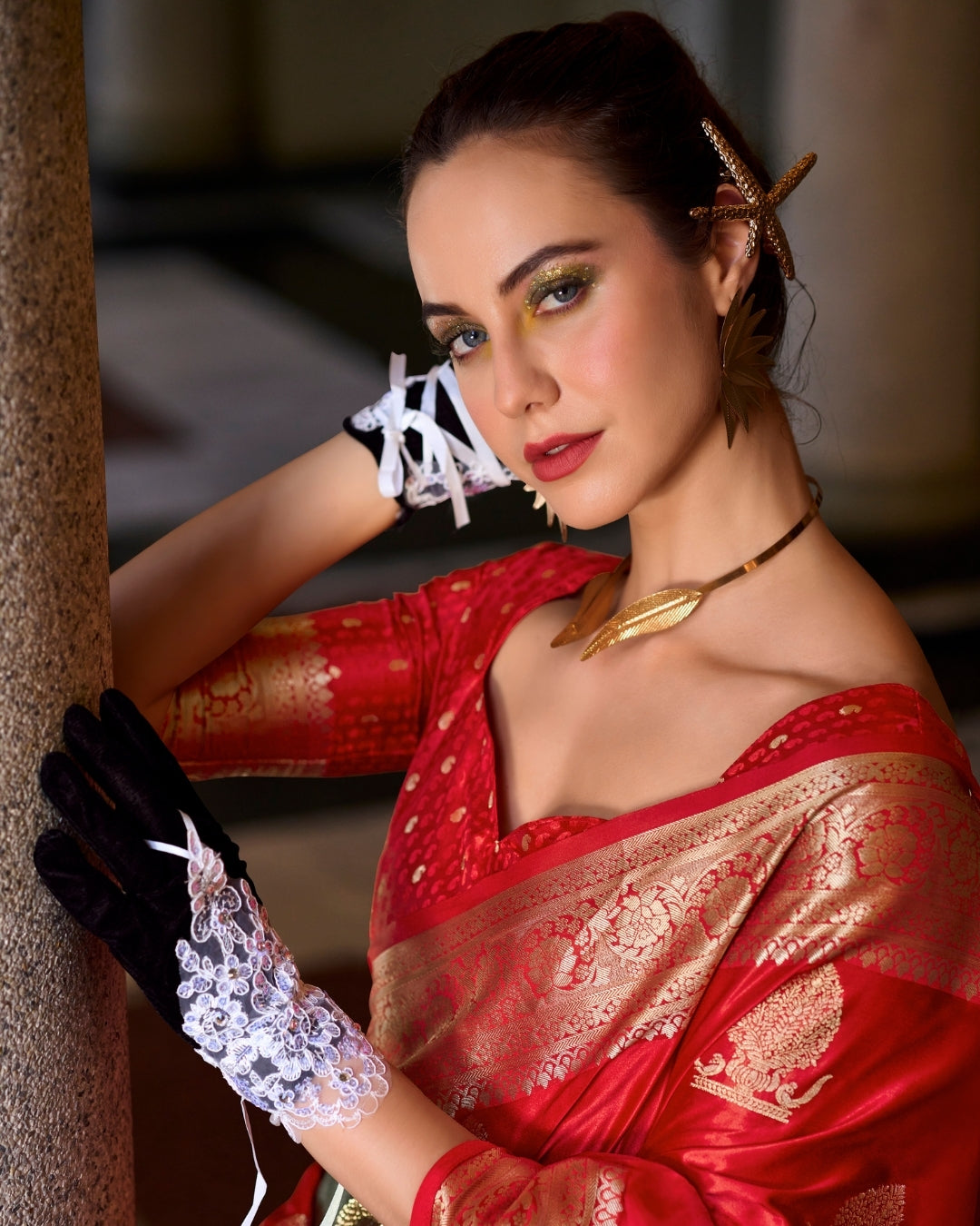 Red Satin Mungha Silk