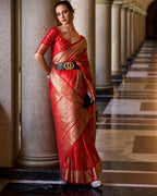 Red Satin Mungha Silk