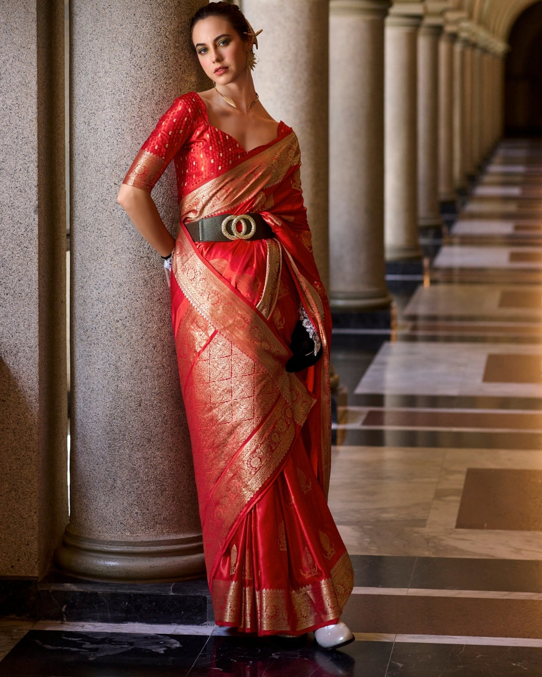 Red Satin Mungha Silk