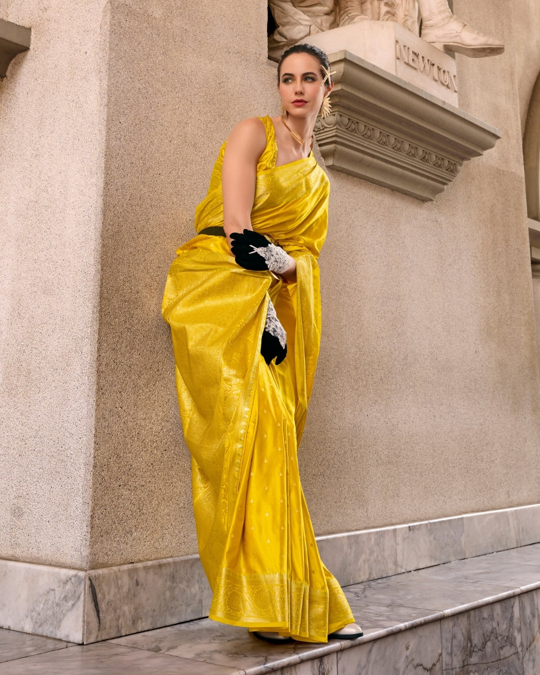 Yellow Satin Mungha Silk