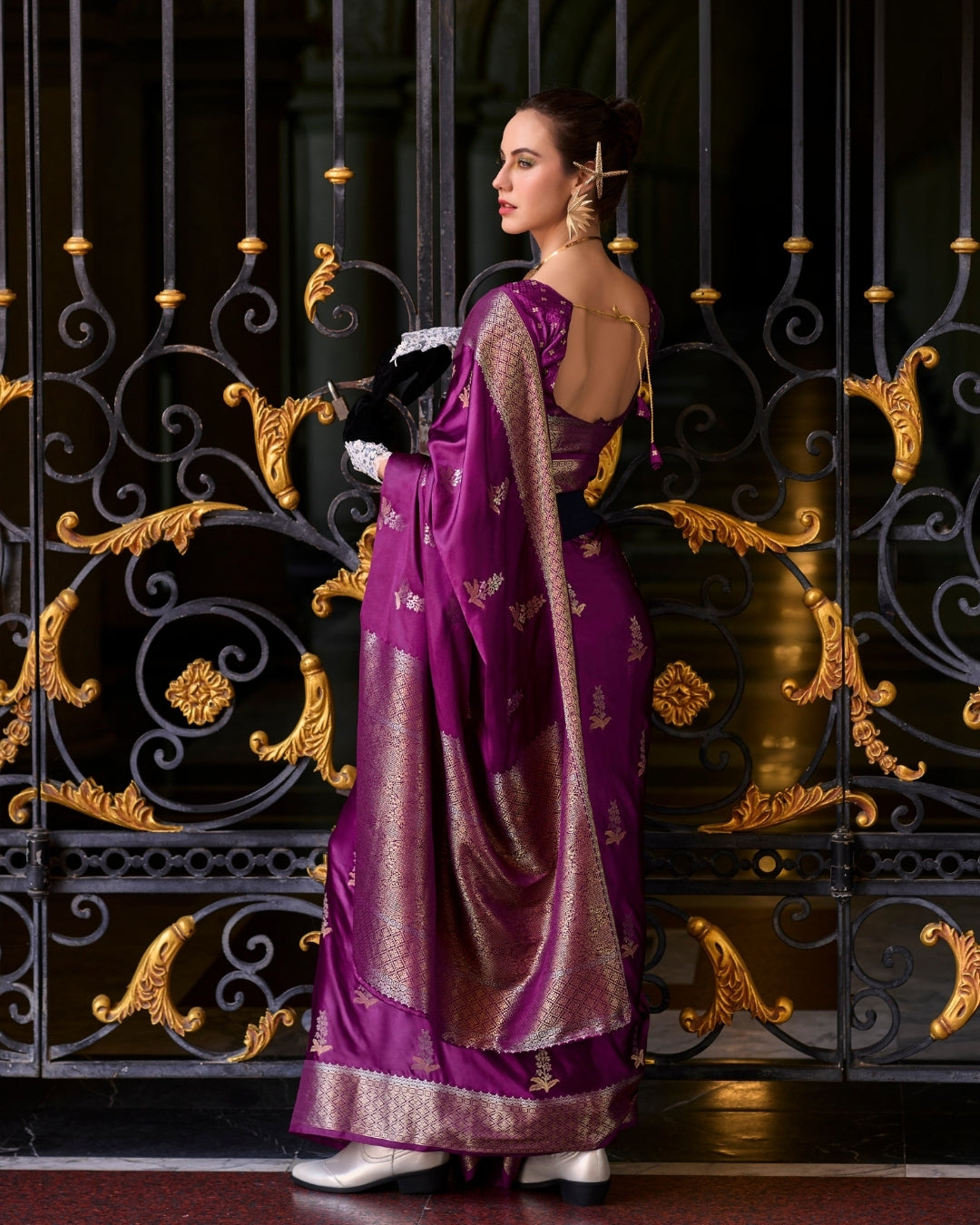 Wine Satin Mungha Silk