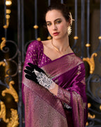 Wine Satin Mungha Silk