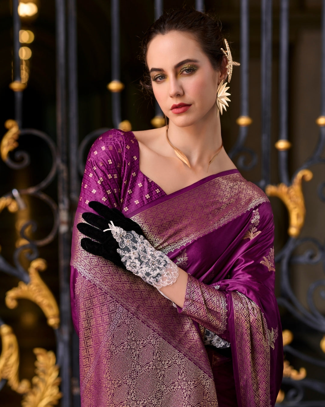 Wine Satin Mungha Silk