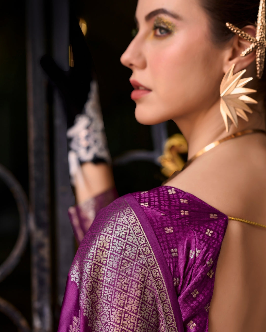 Wine Satin Mungha Silk