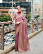 Purple Buttery Silk Saree in Kanjivaram Pattern Weaving