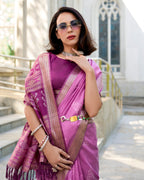 Purple Rayon Silk  Ikkat saree