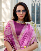 Purple Rayon Silk  Ikkat saree