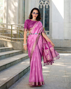 Purple Rayon Silk  Ikkat saree