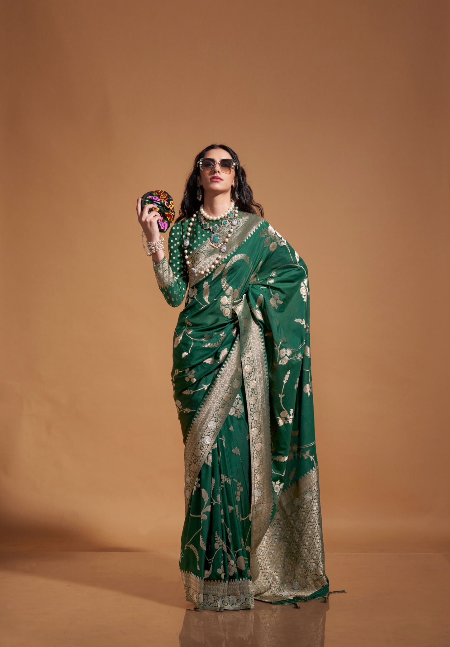 Green Silk georgette Saree