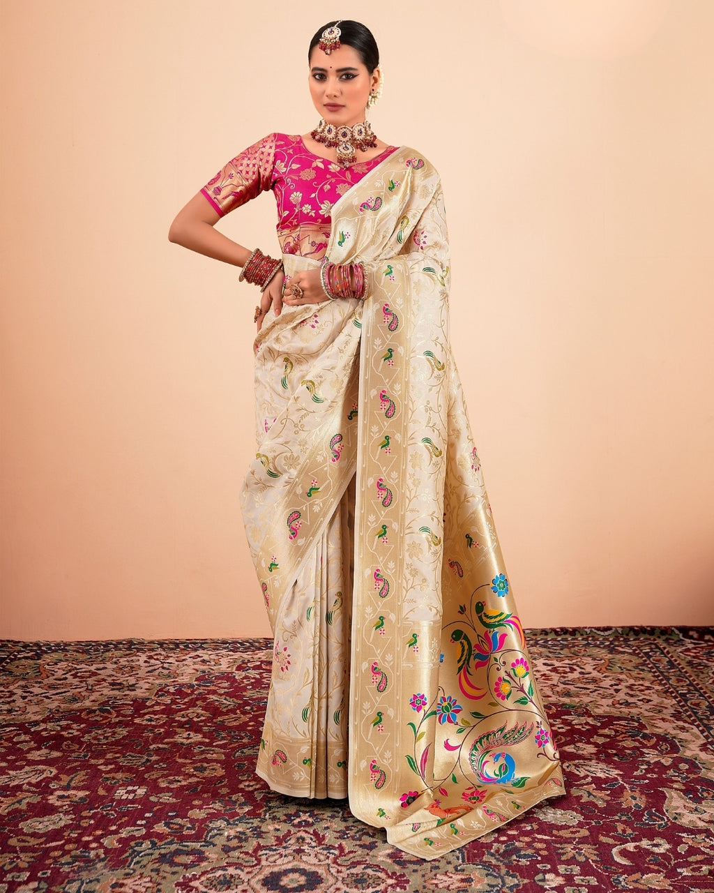 Gold Paithani Silk zari woven saree