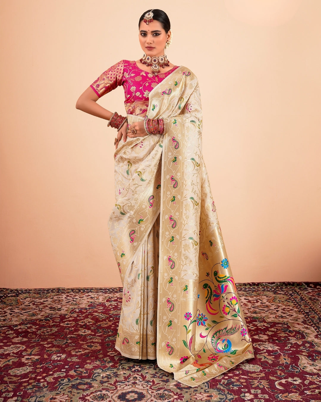 Gold Paithani Silk zari woven saree