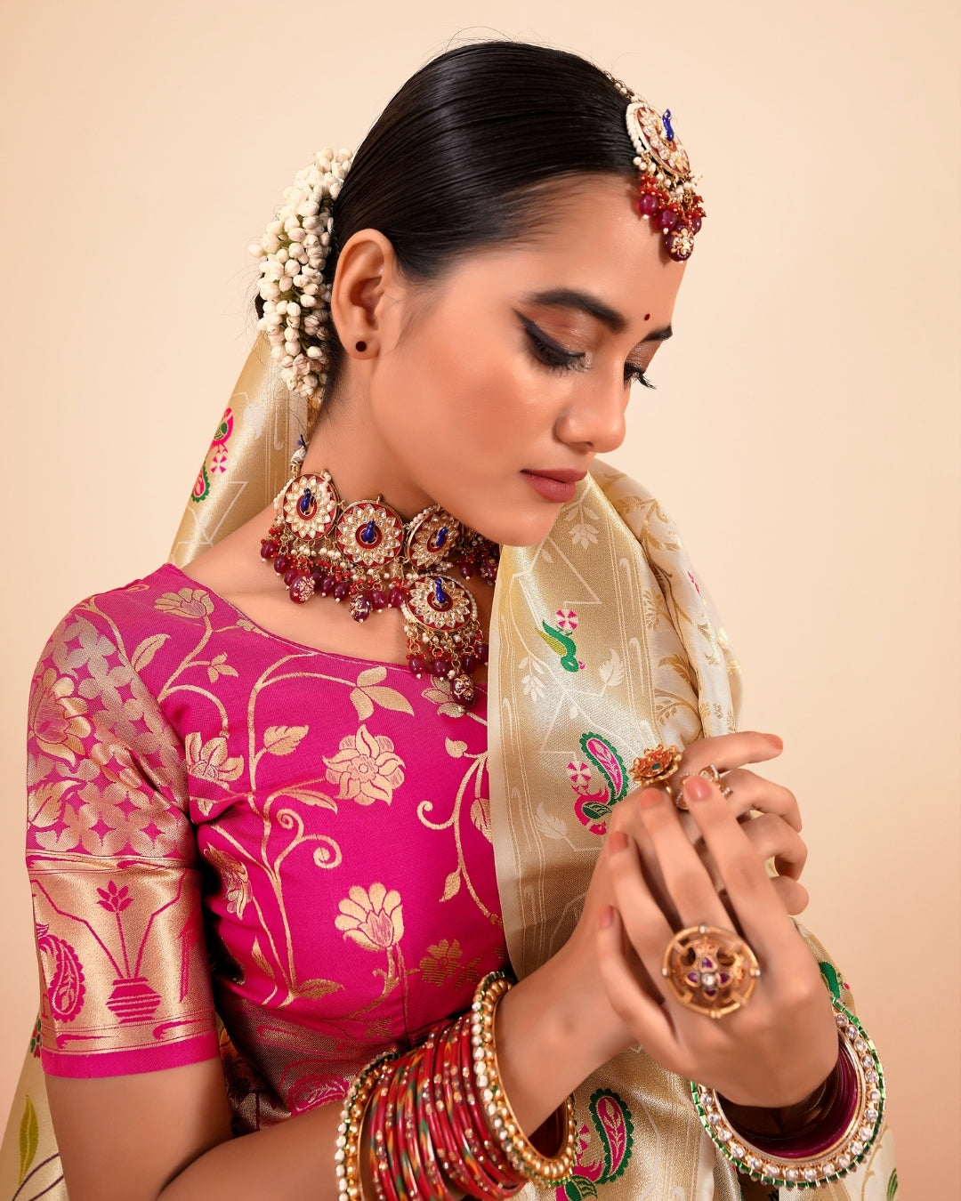 Gold Paithani Silk zari woven saree