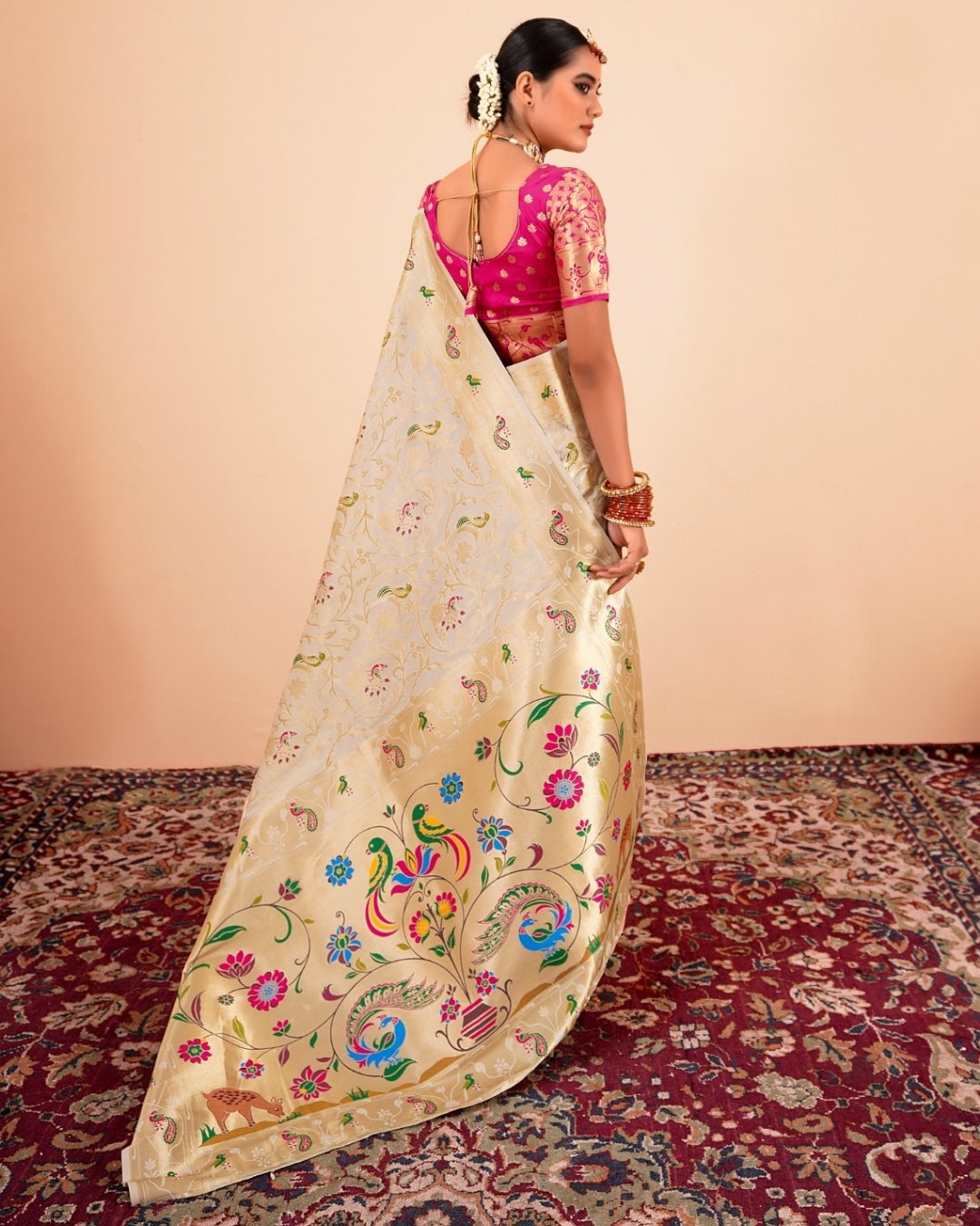 Gold Paithani Silk zari woven saree