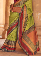Sage Green Silk  Saree With Patola Blouse