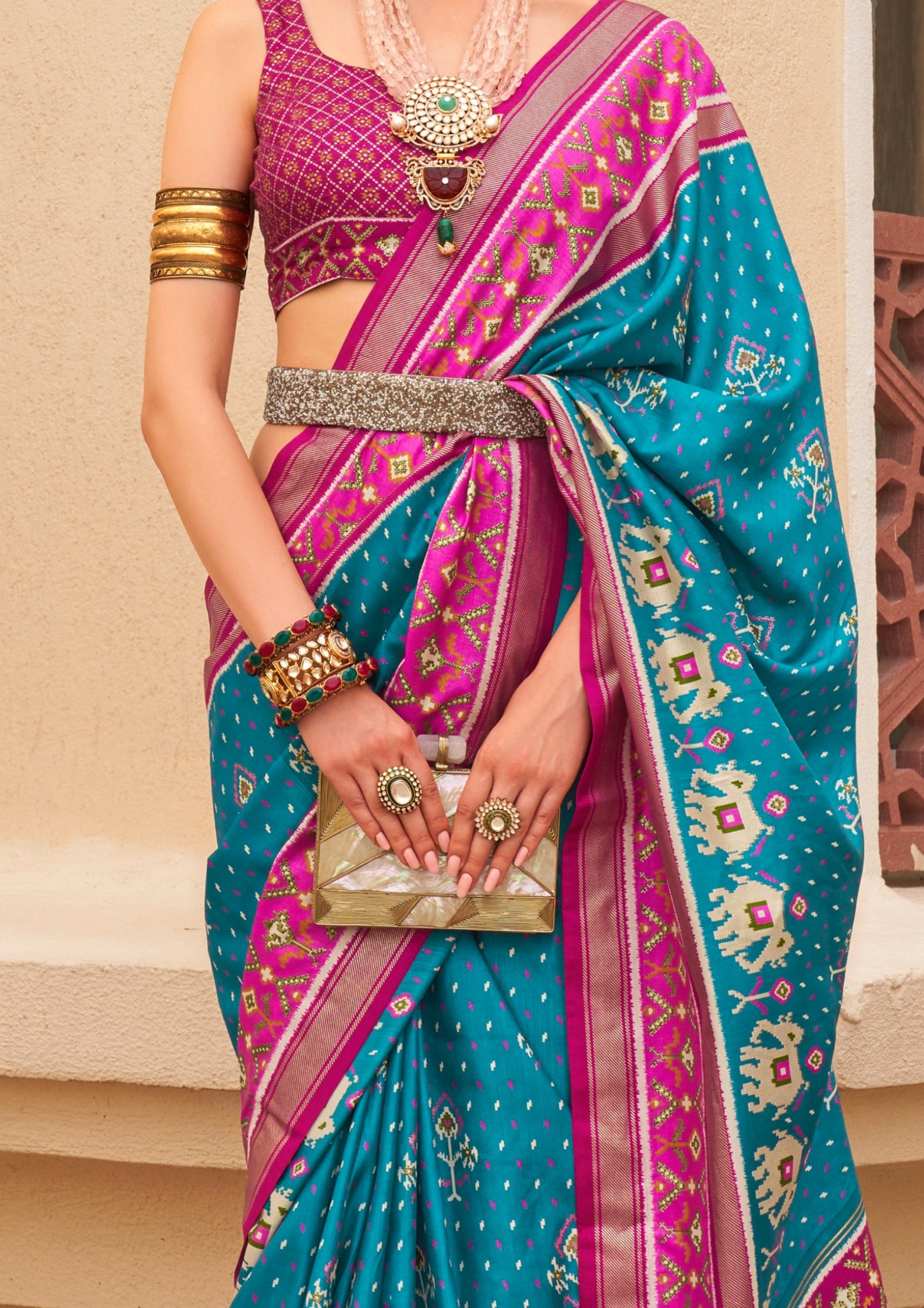 Teal And Magenta  Silk with Aqua Finish