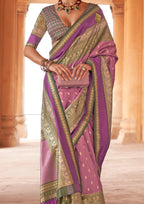 Lilac Silk Saree With Patola Blouse