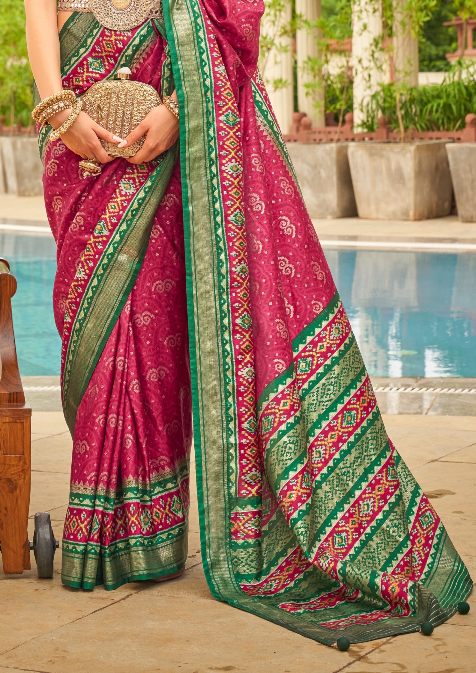 Fushia Pink Silk with Aqua Finish