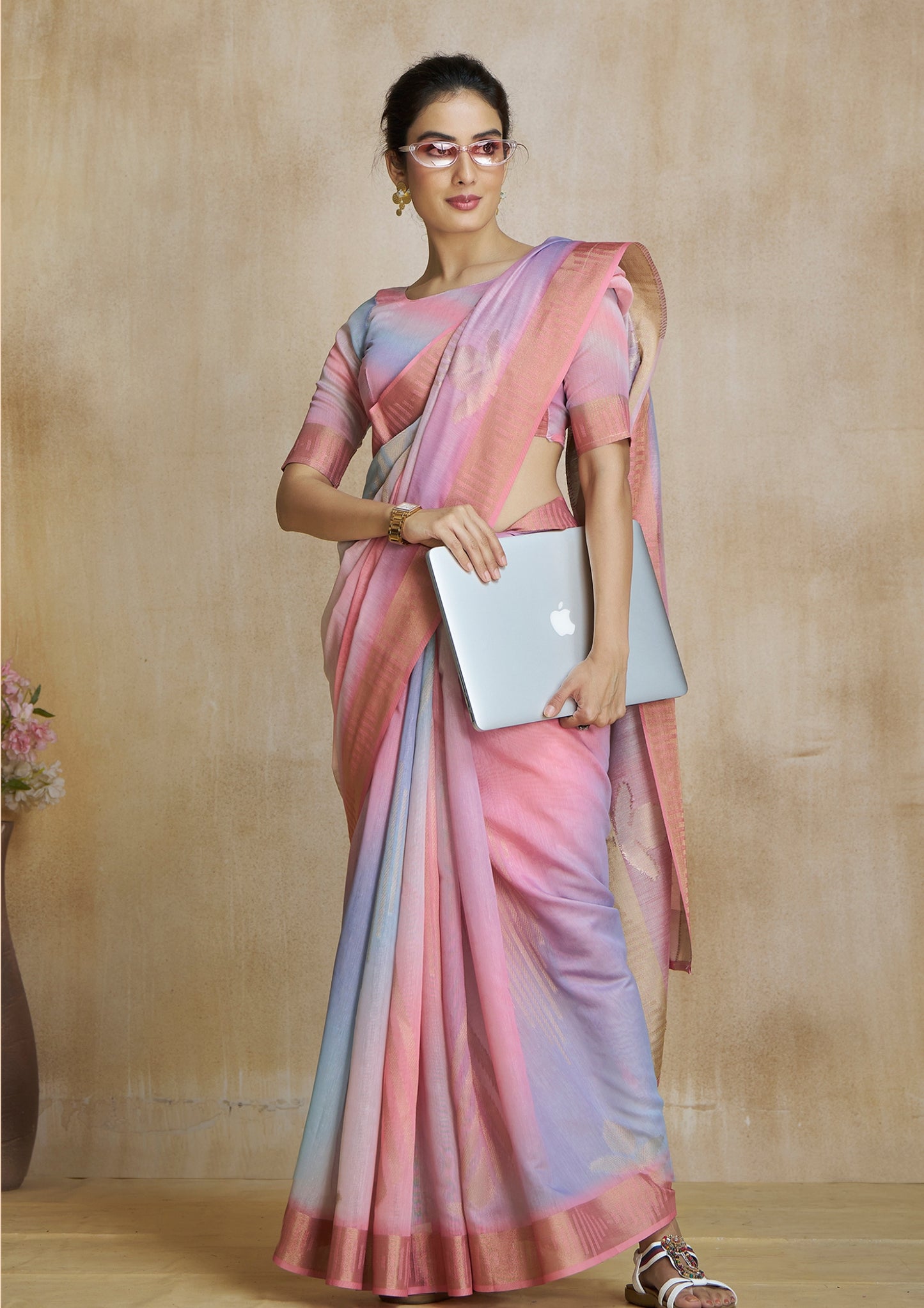 Soft Pink Digital Printed Saree